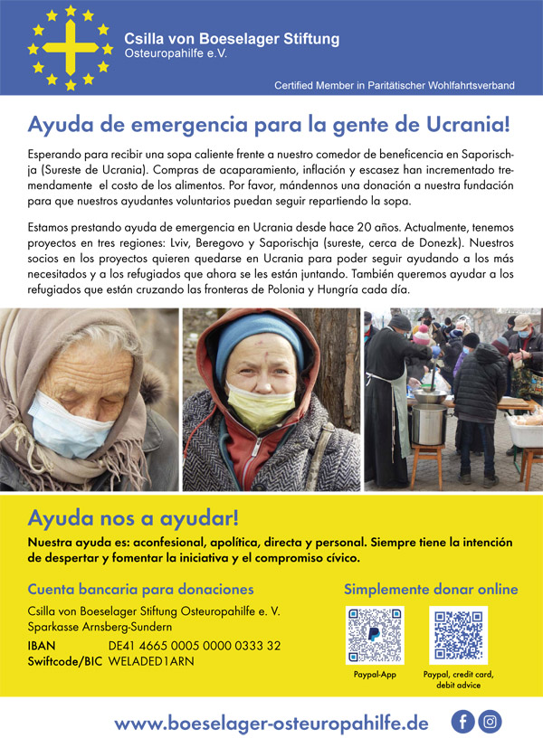 Ayuda de emergencia para la gente de Ucrainia